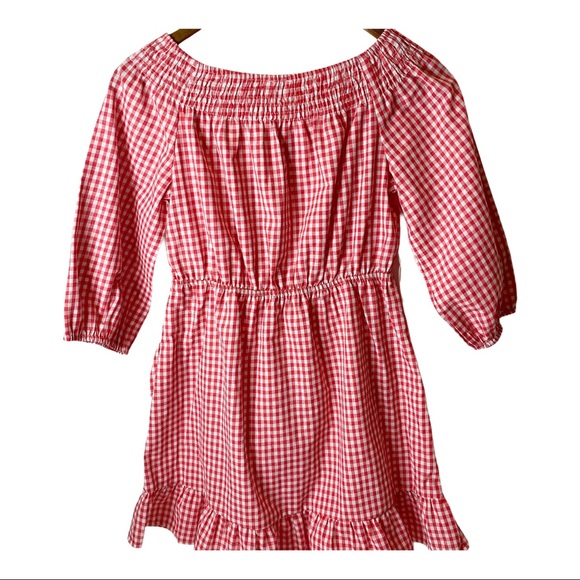 Alot Red Checked Cottage Core Ruffled Dress - Picture 2 of 6